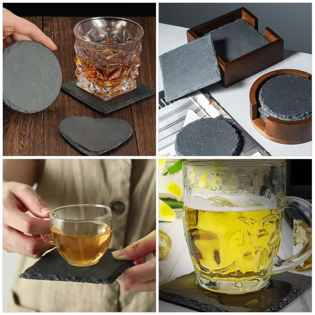 Natural Stone Coasters 12pcs with Non Slip Bottom Q88151