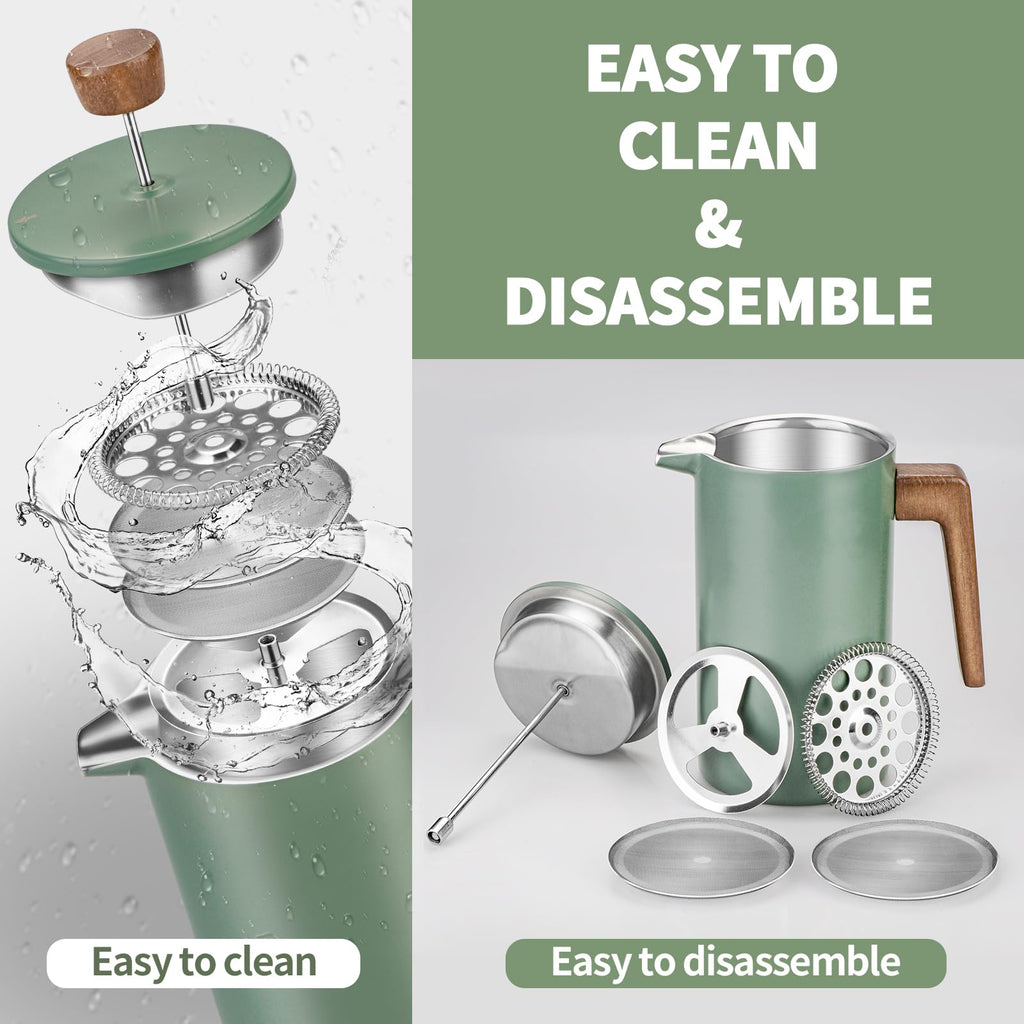 34oz Stainless Steel Double Wall Insulated French Press J5495