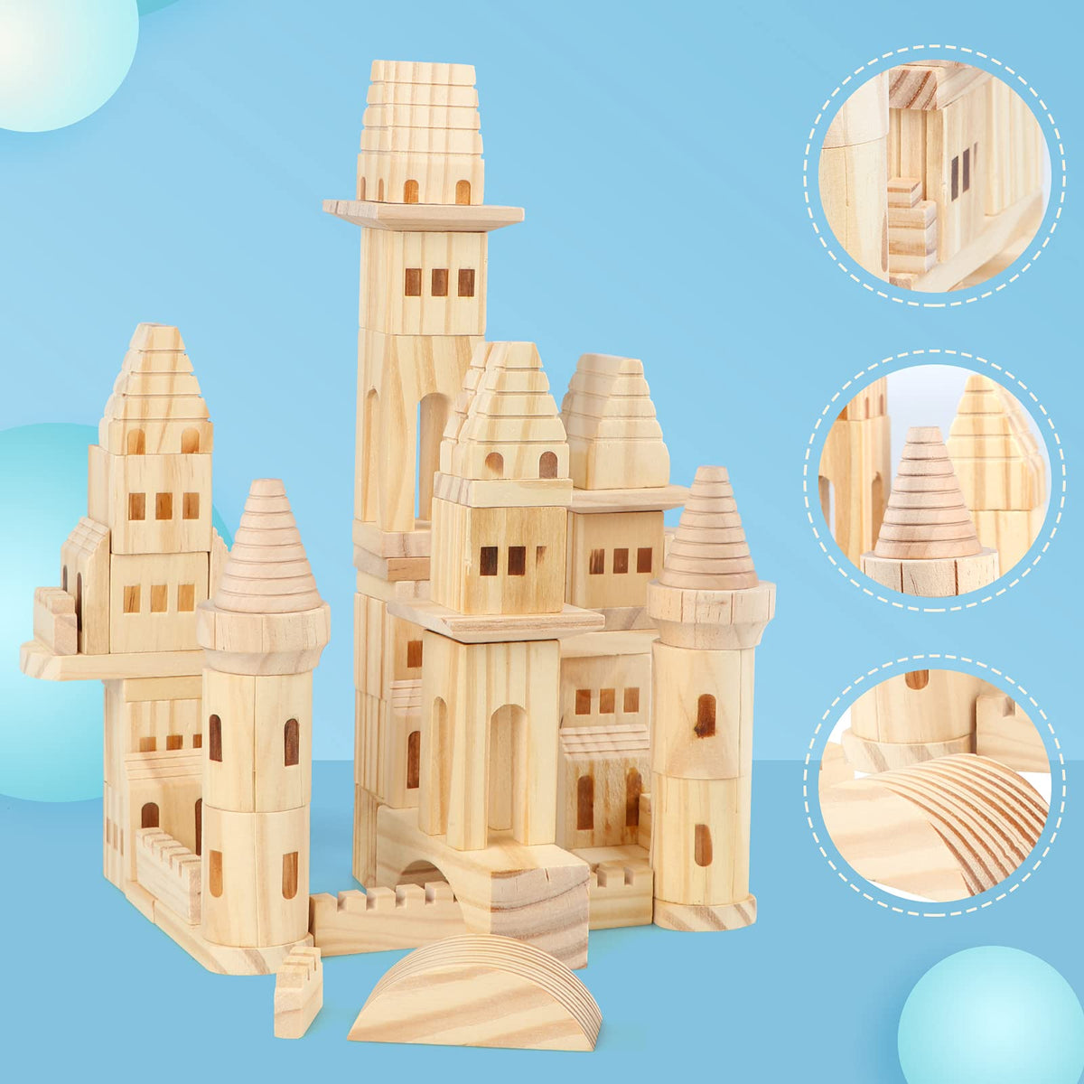 75 Pieces Wooden Castle Building Blocks O877
