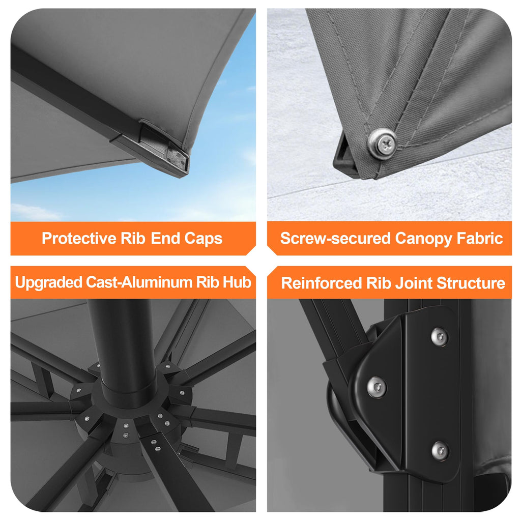 10' X 10' Cantilever Umbrella with LED Lights G948