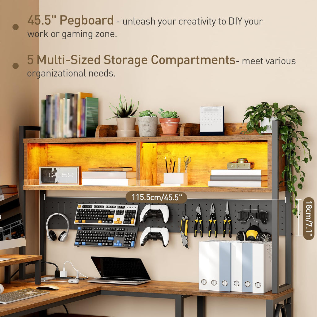 L Shaped Gaming Desk with Storage Drawers & Shelves A8600