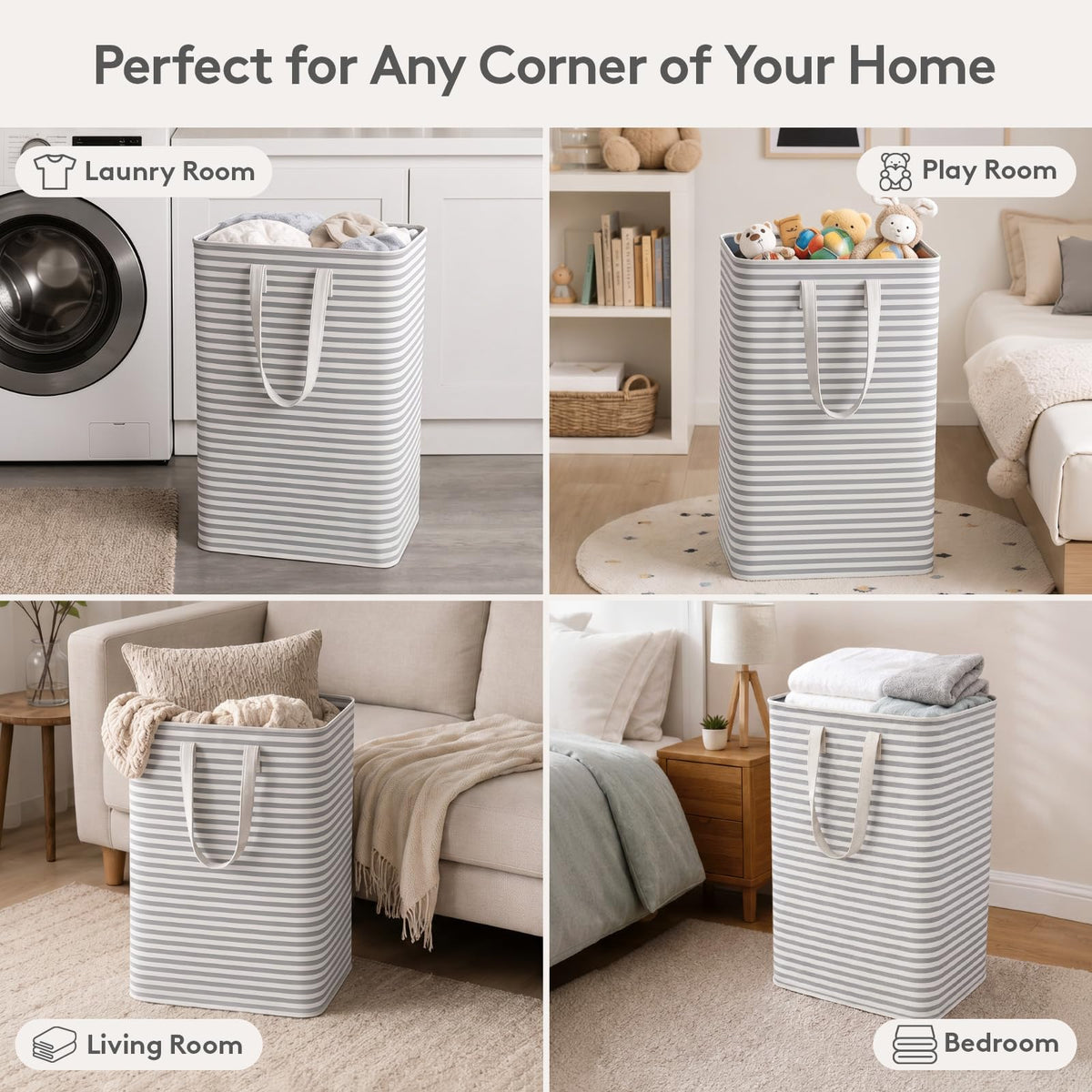 80L 2 Pack Grey Laundry Baskets N39278