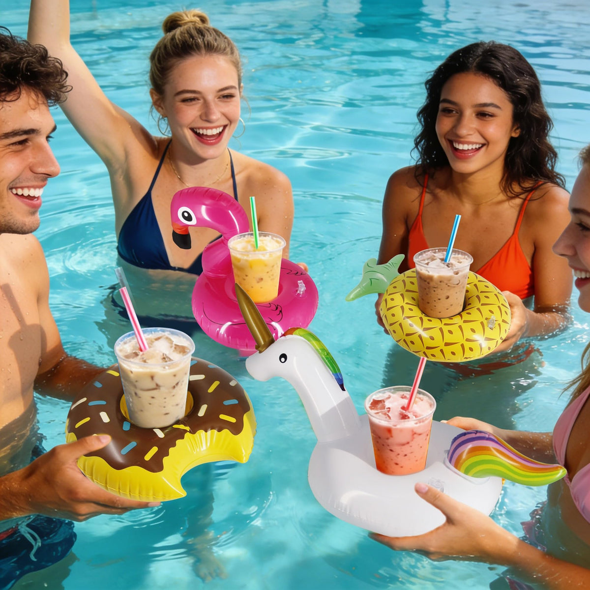 Inflatable Floating Drinking Holders, 12 Pack T1514