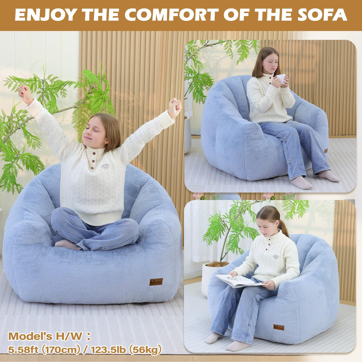 Light Blue Corduroy Bean Bag Chair W801