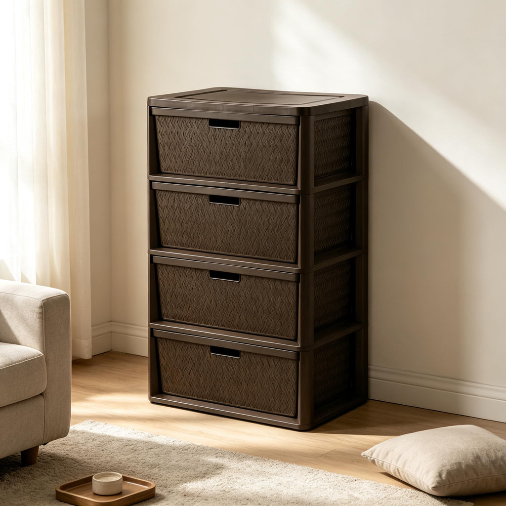 Brown 4-Drawer Storage Tower Q931427