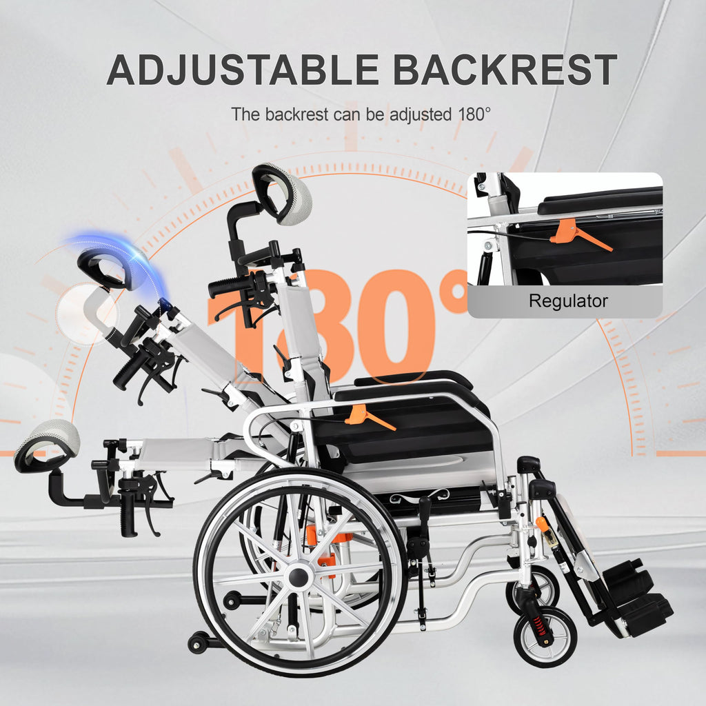 5-in-1 Reclining Wheelchair with 18.5" Wide Seat E767994