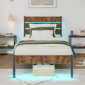 Twin Size Bed Frame with LED Light & Charging Station H399320