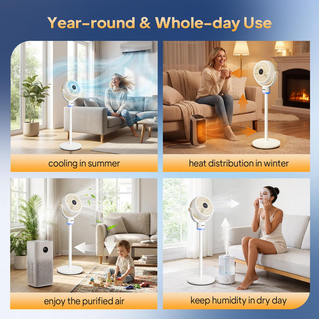 3-in-1 Pedestal Tabletop Oscillating Fan with Remote White B286