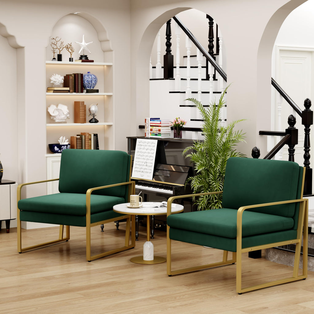 Velvet Accent Chair Set of 2 Green A41366