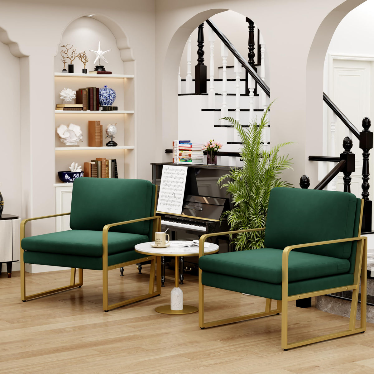 Velvet Accent Chair Set of 2 Green A41366