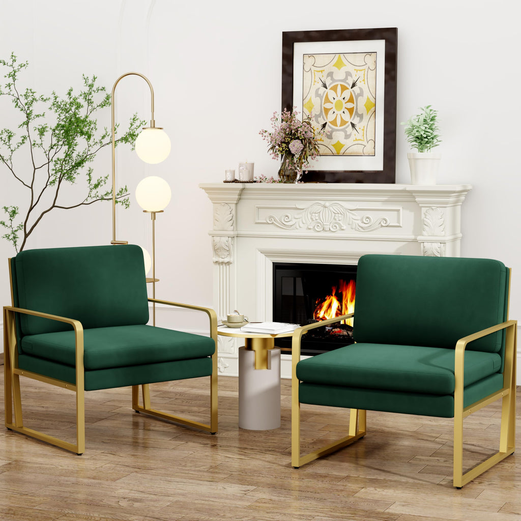 Velvet Accent Chair Set of 2 Green A41366