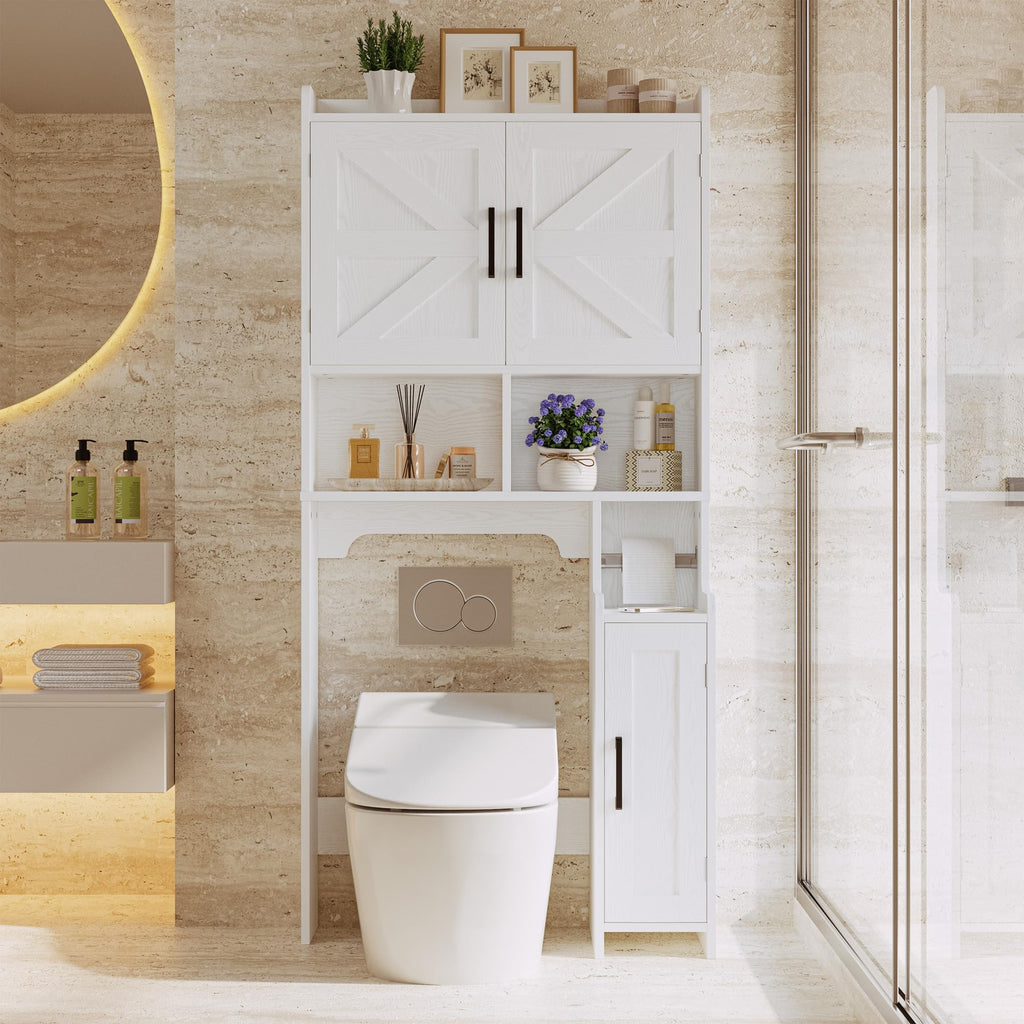 White Over The Toilet Storage Cabinet with Adjustable Shelves M33130