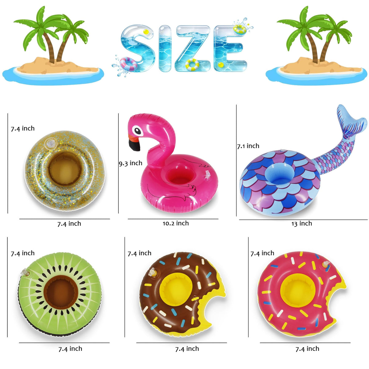 Inflatable Floating Drinking Holders, 12 Pack T1514