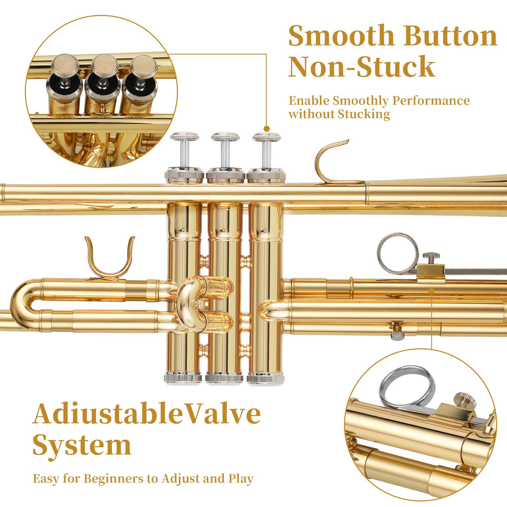 Gold Trumpet with Case, 7C Mouthpiece and Cleaning Kit B878