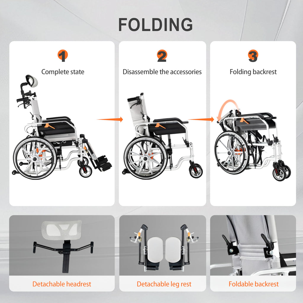5-in-1 Reclining Wheelchair with 18.5" Wide Seat E767994