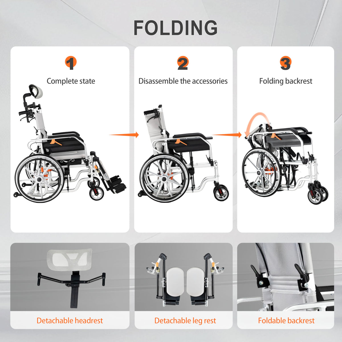 5-in-1 Reclining Wheelchair with 18.5" Wide Seat E767994
