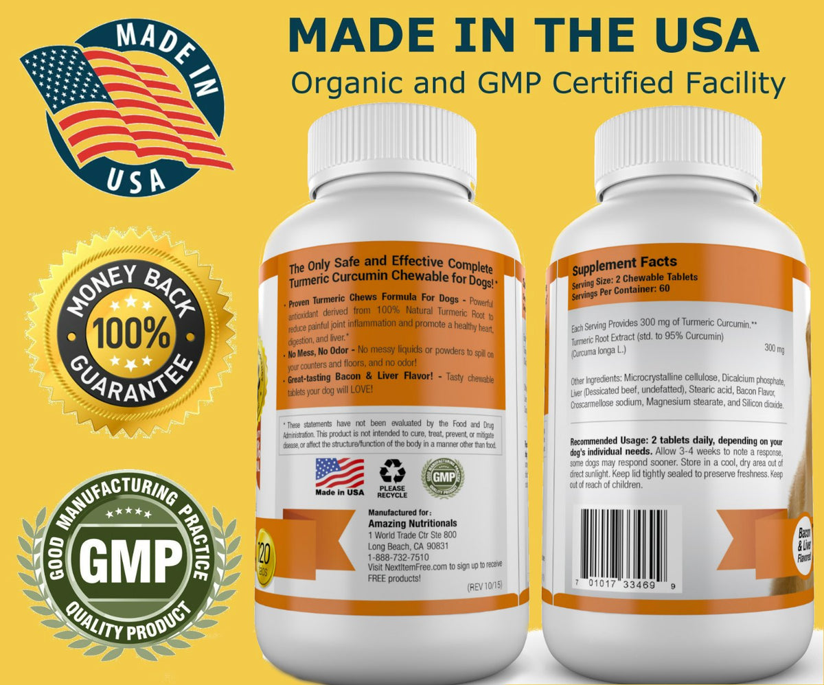 120 Chews Turmeric Curcumin Pet Antioxidant C59493
