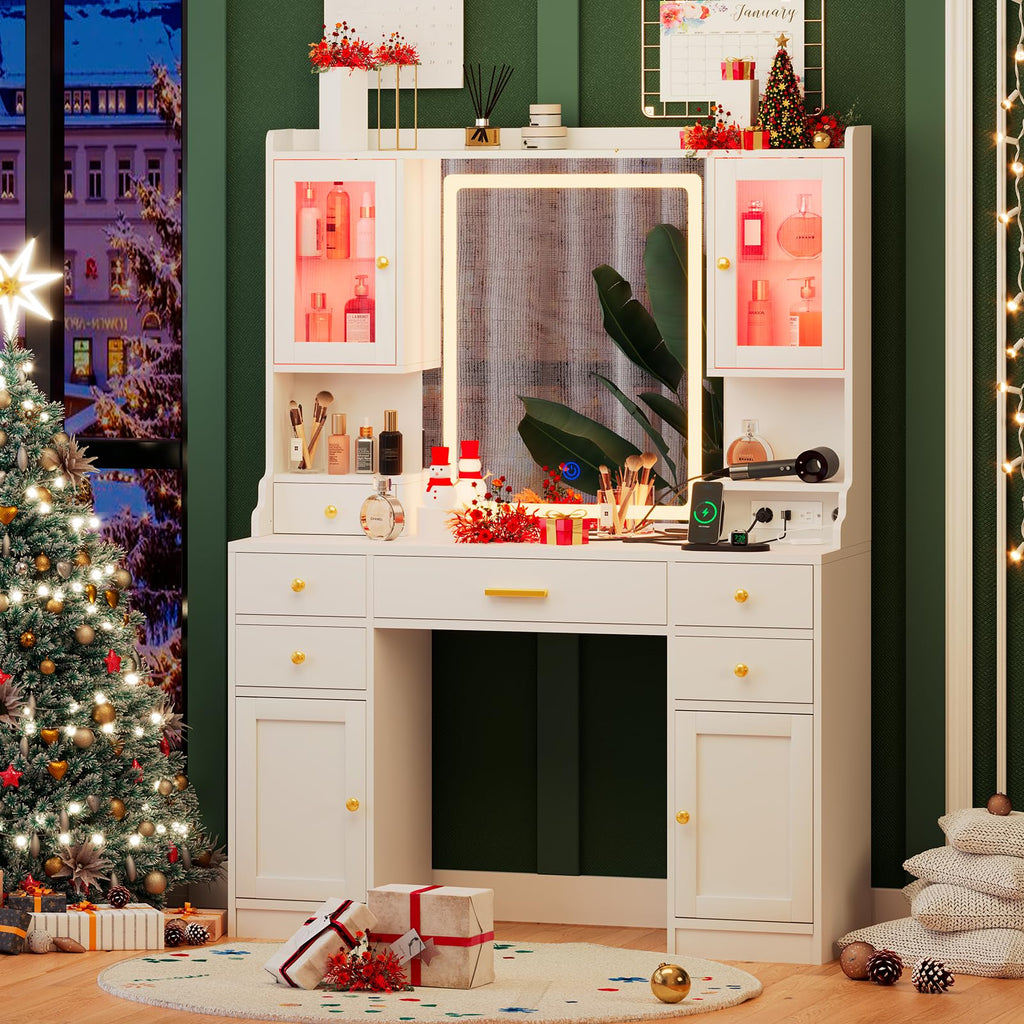 White Makeup Vanity Desk with LED Mirror P60742