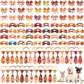 100 Pieces Fall Thanksgiving Day Dog Bow Tie Collar Set H4642