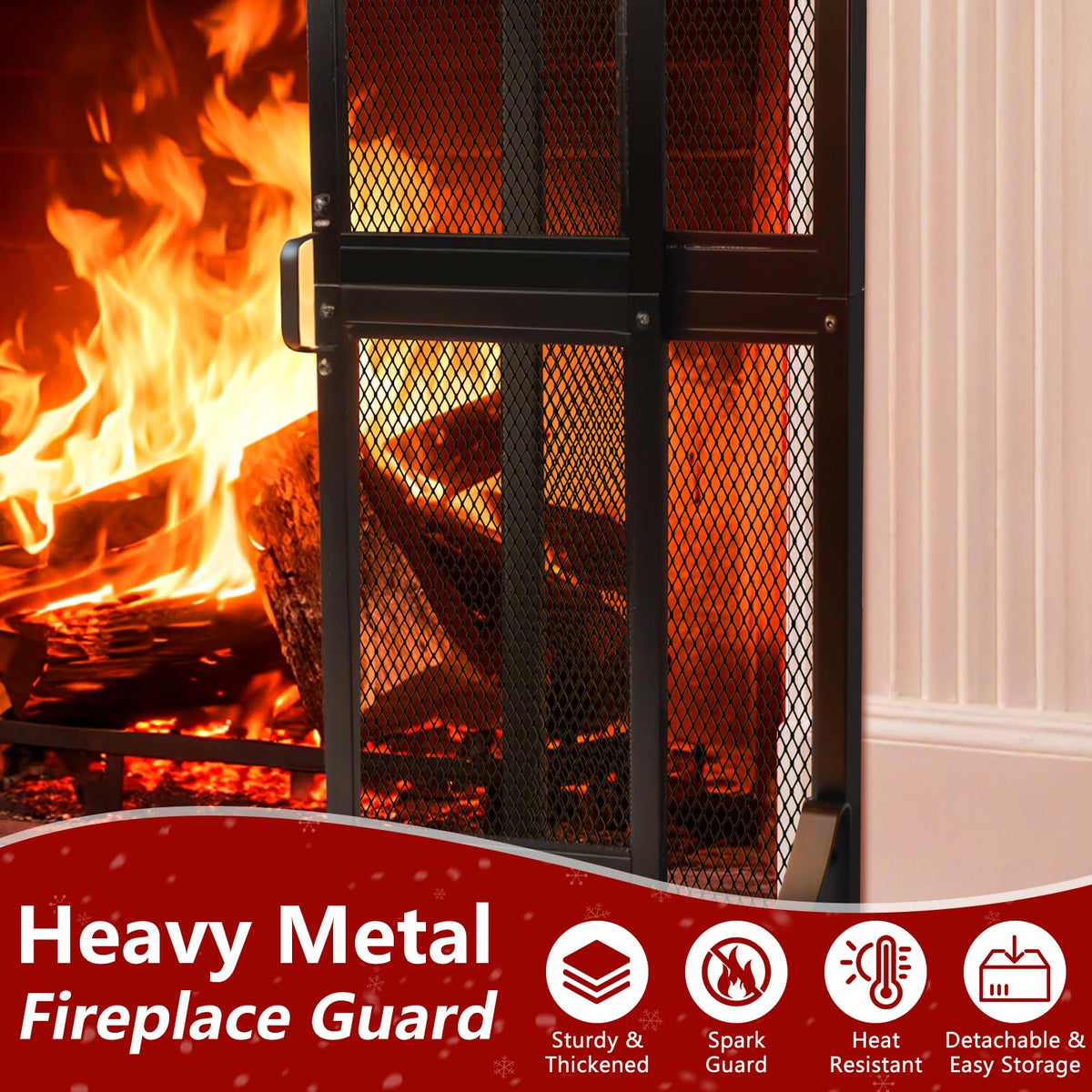 Hand-Forged Iron Fireplace Screen with Sliding Doors T35944