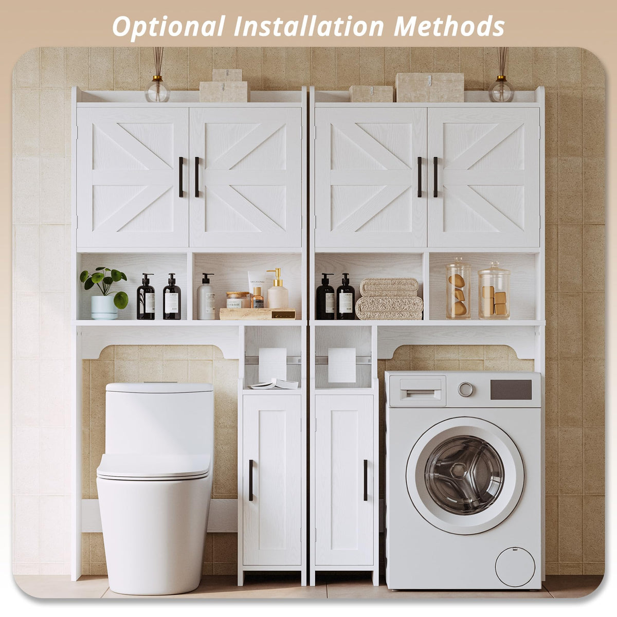 White Over The Toilet Storage Cabinet with Adjustable Shelves M33130