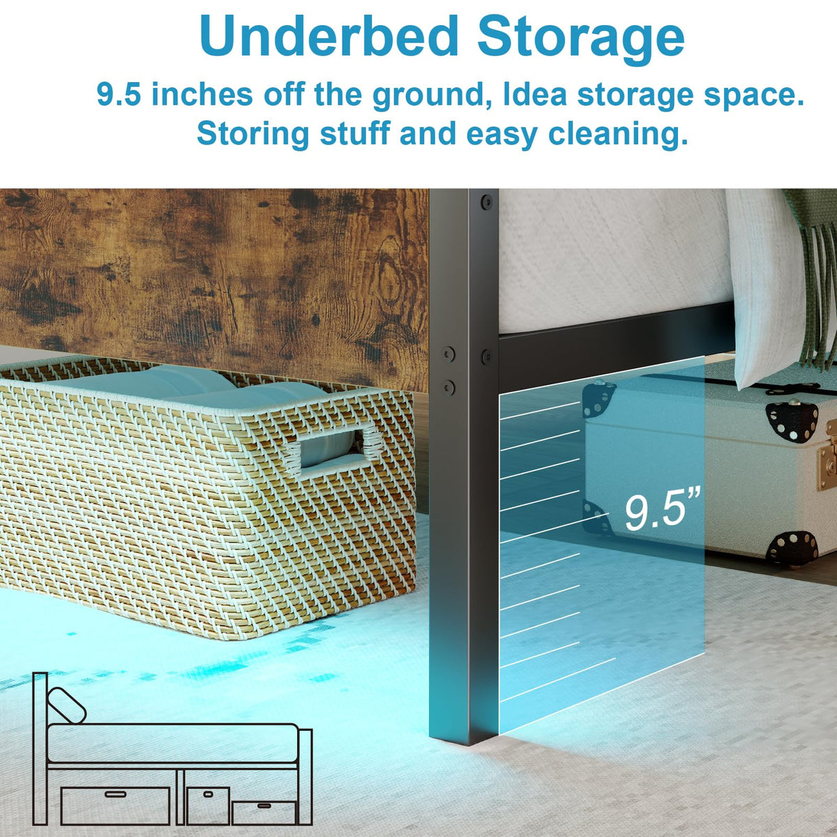 Twin Size Bed Frame with LED Light & Charging Station H399320