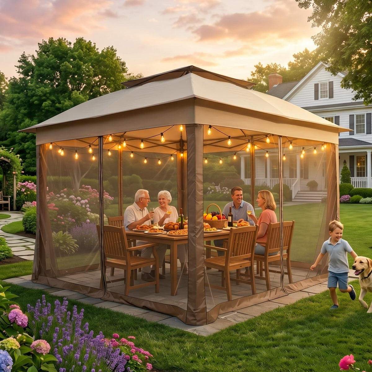 11x11 Pop Up Gazebo with Netting O48826