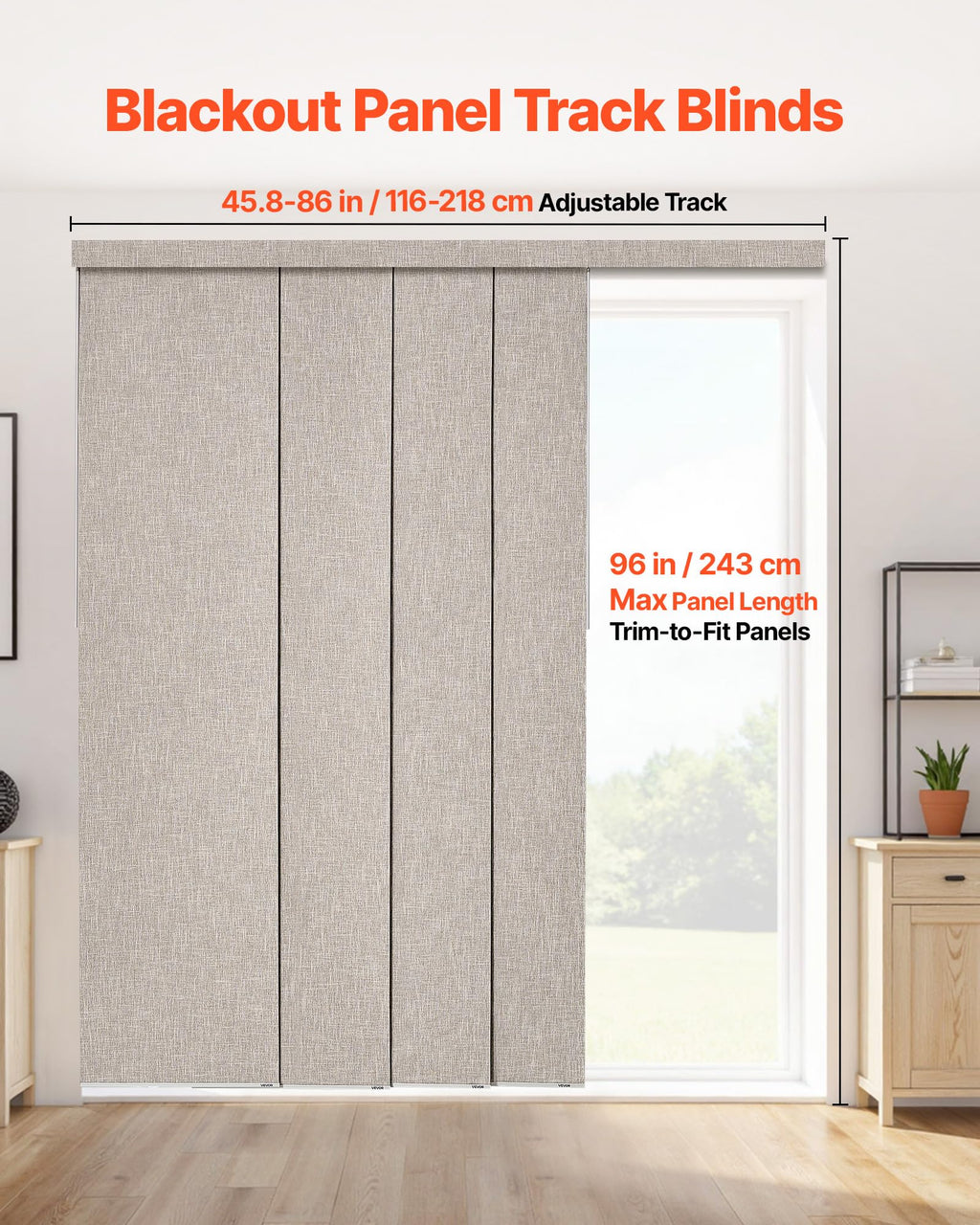 Brown Blackout Panel Track Blinds O44670