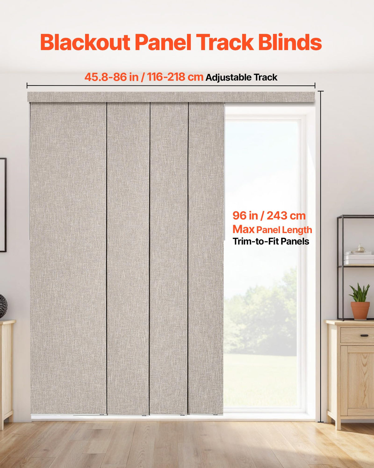 Brown Blackout Panel Track Blinds O44670