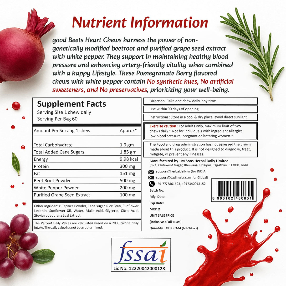 Non-GMO Grape Seed Extract & Beet Powder Soft Chews H207