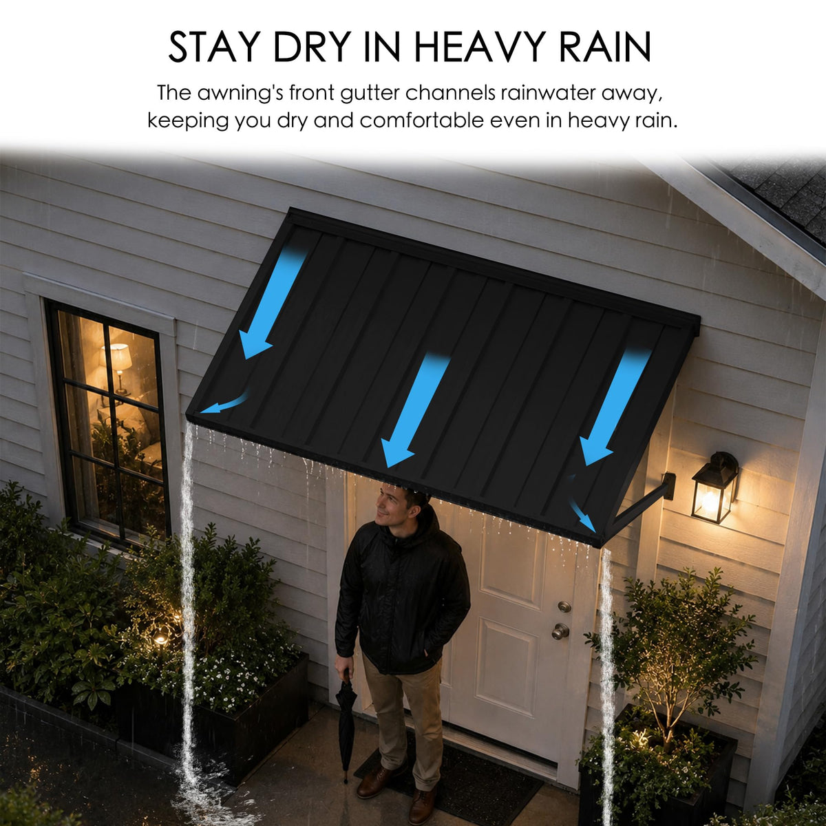 Adjustable Door Window Awning 42"W×32" T7421