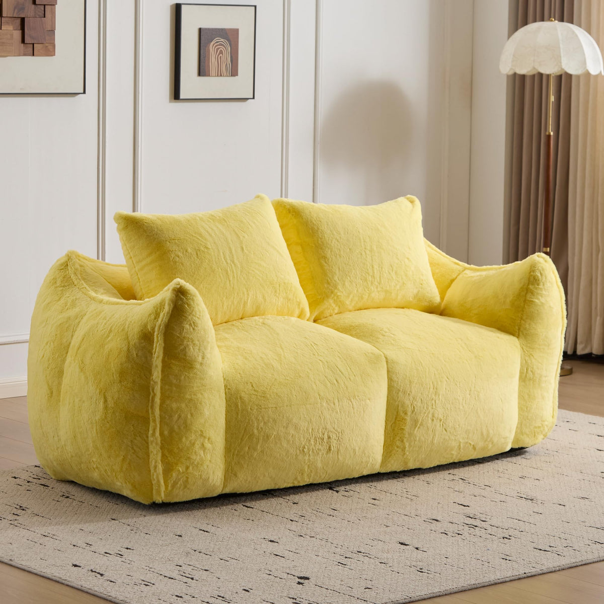 Oversized Faux Fur Memory Foam Bean Bag Chair G329