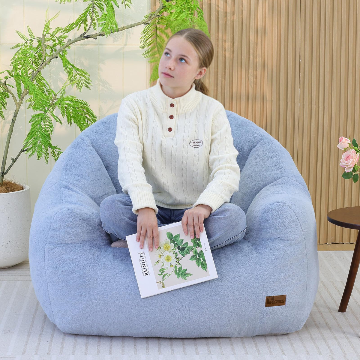 Light Blue Corduroy Bean Bag Chair W801