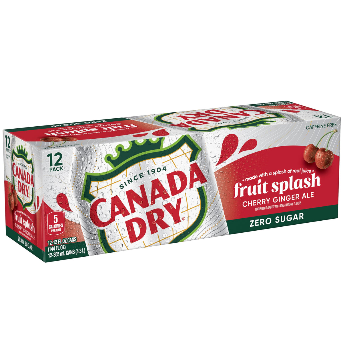 Zero Sugar Cherry Ginger Ale Soda, 12 fl. oz. Cans, 12 Pack T857095