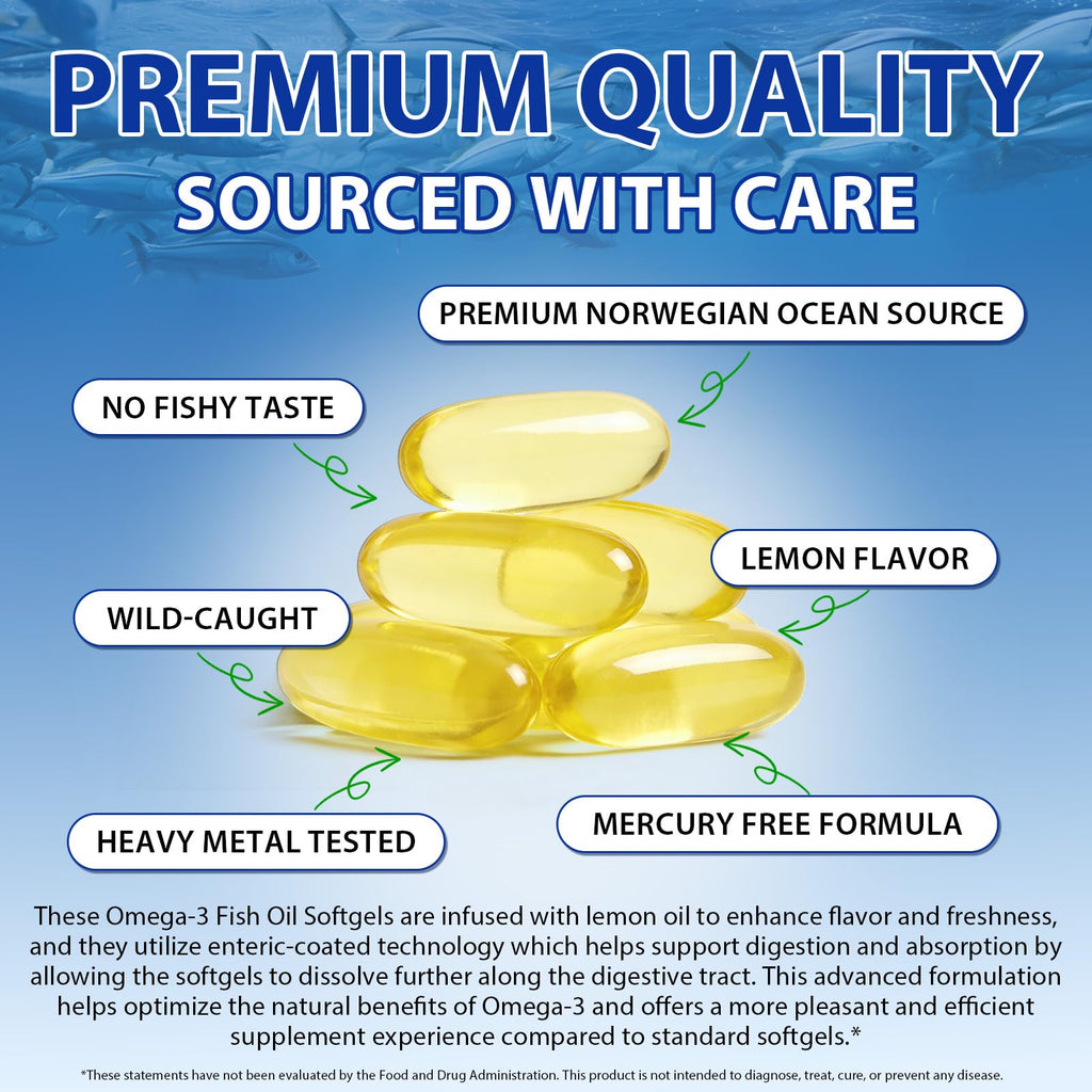 Omega 3 Fish Oil Supplement 240 Softgels Lemon Flavor K471