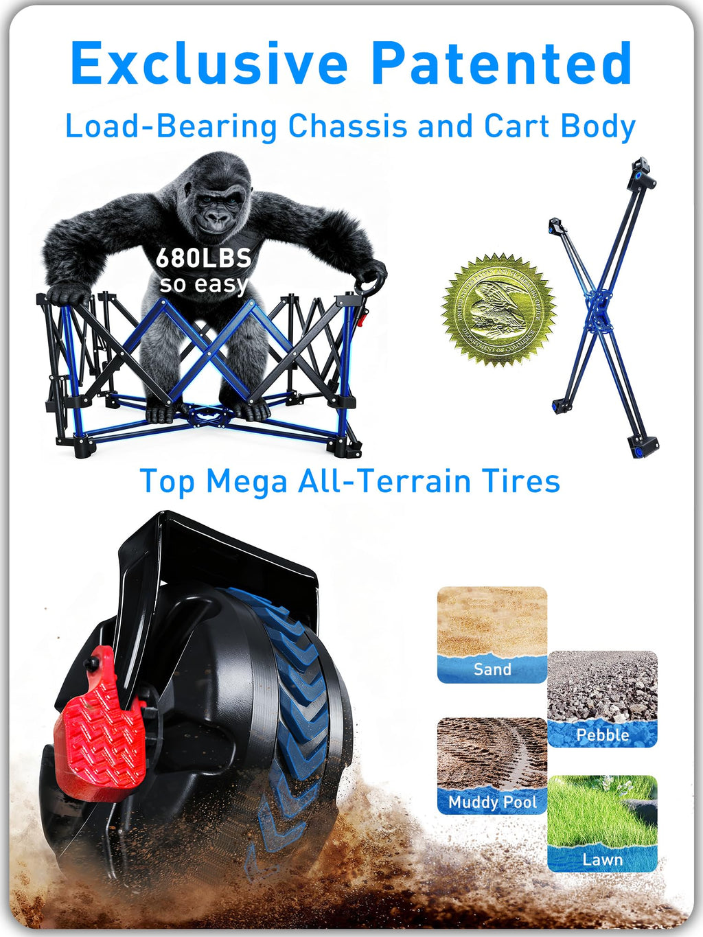 700L Double Tabletop Wagon with Big Wheel I126
