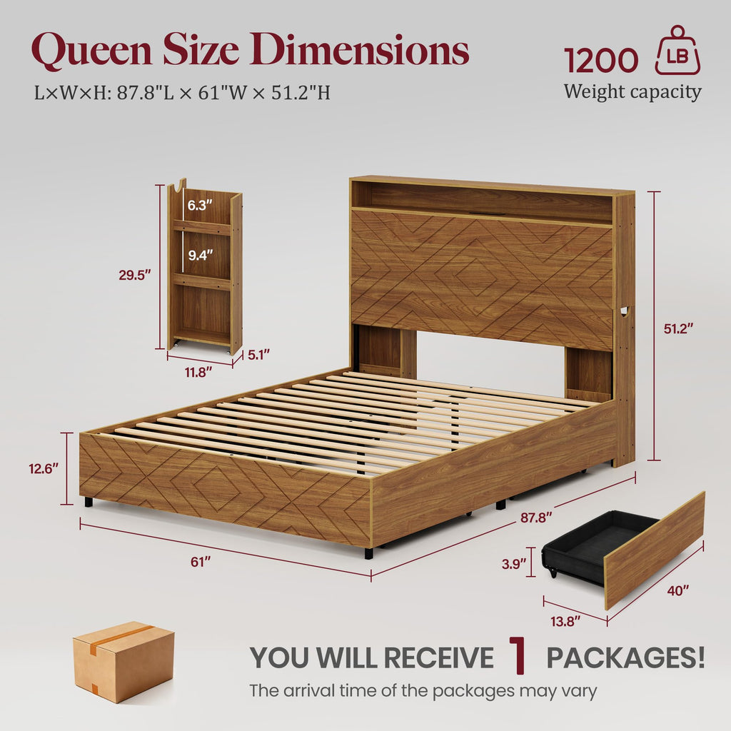 Queen Bed Frame with 4 Drawers L726