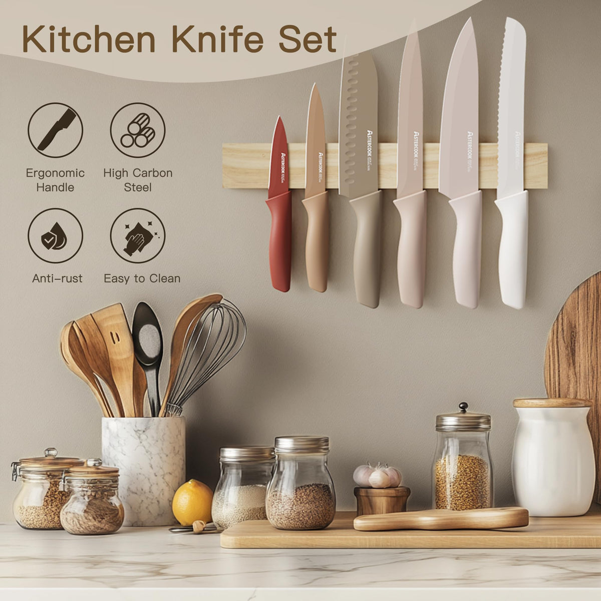 13 Piece Stainless Steel Kitchen Knife Set with Blade Guards C274896