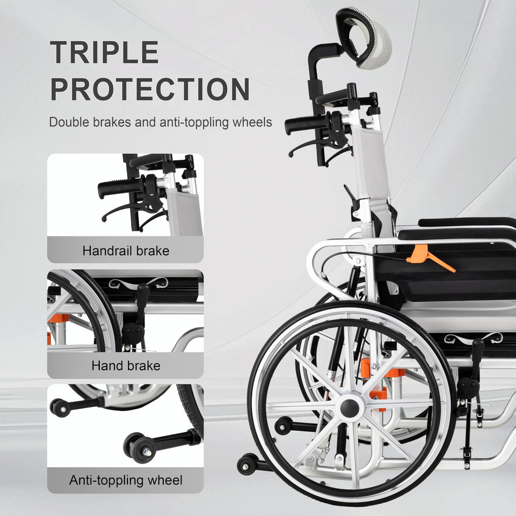 5-in-1 Reclining Wheelchair with 18.5" Wide Seat E767994