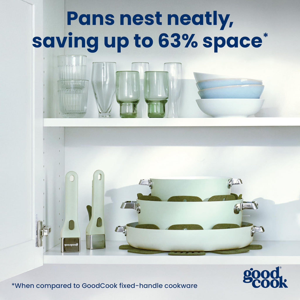 14-Piece Ceramic Cookware Set with Removable Handles, Sage Green Y520