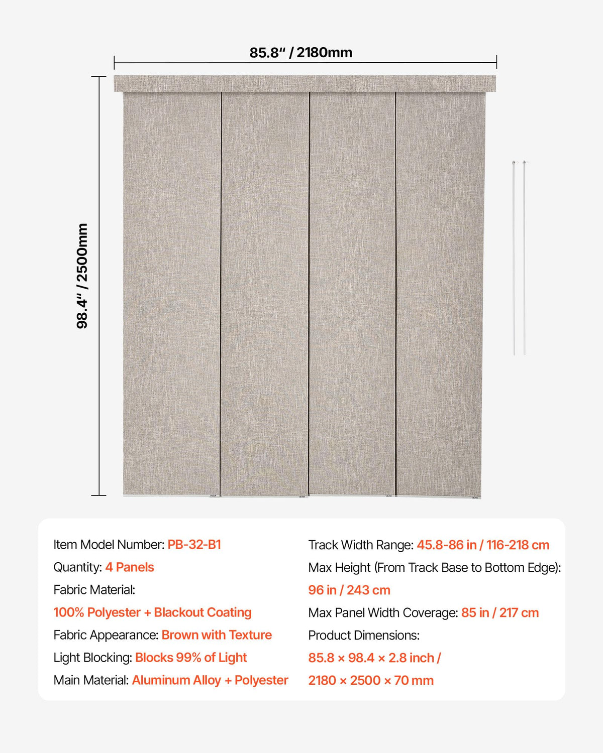 Brown Blackout Panel Track Blinds O44670