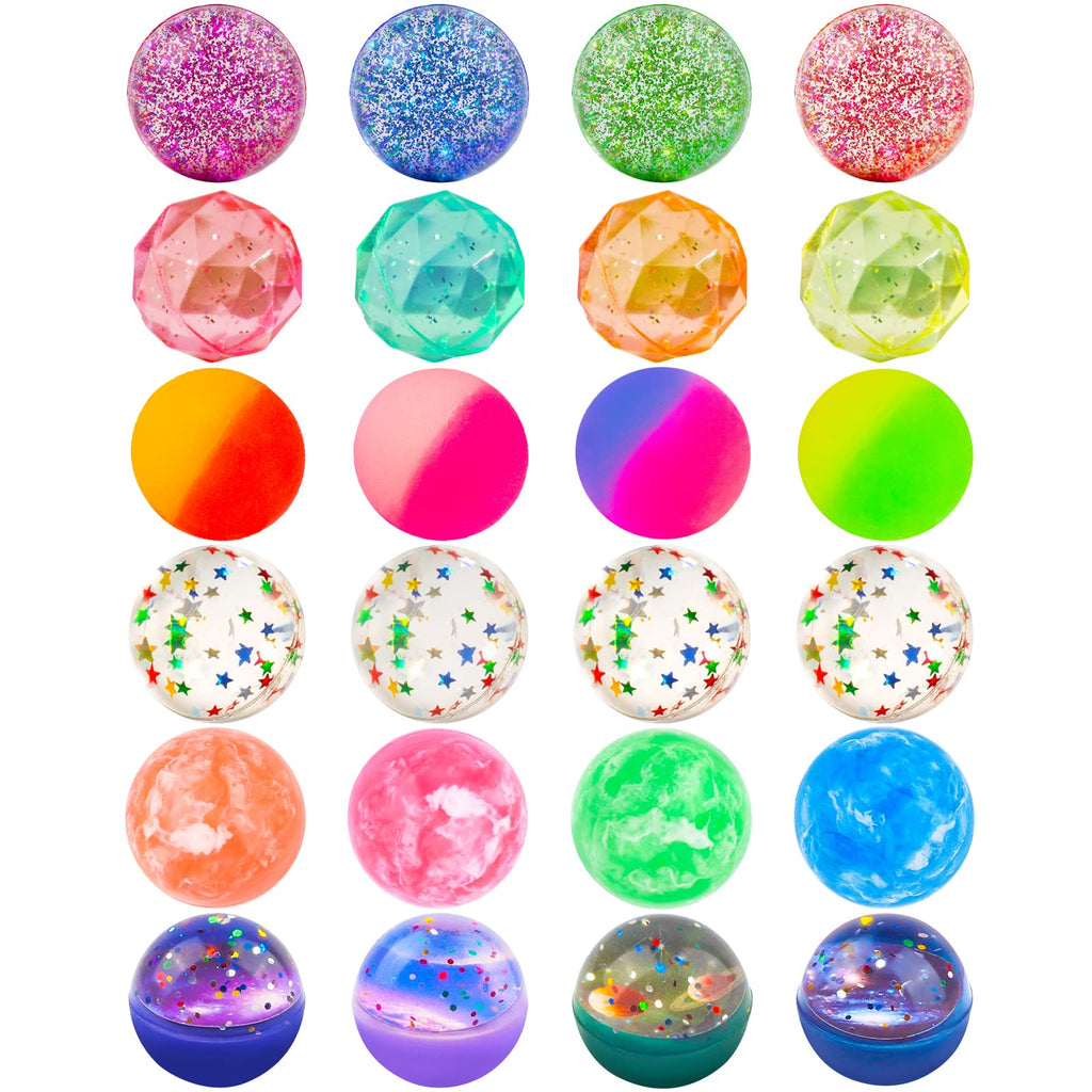 24 Pieces Bouncy Balls 32mm 6 Styles E65262