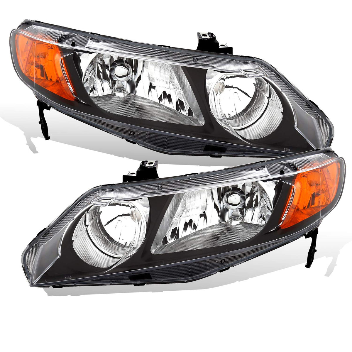 Black Replacement Halogen Headlights Set K7608
