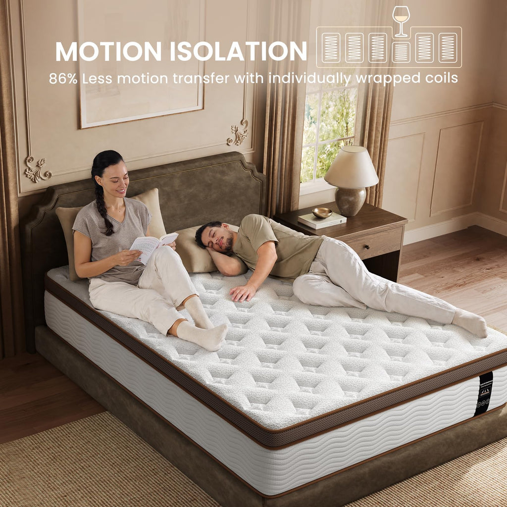 Queen Size 14 Inch Hybrid Mattress with Memory Foam D7970