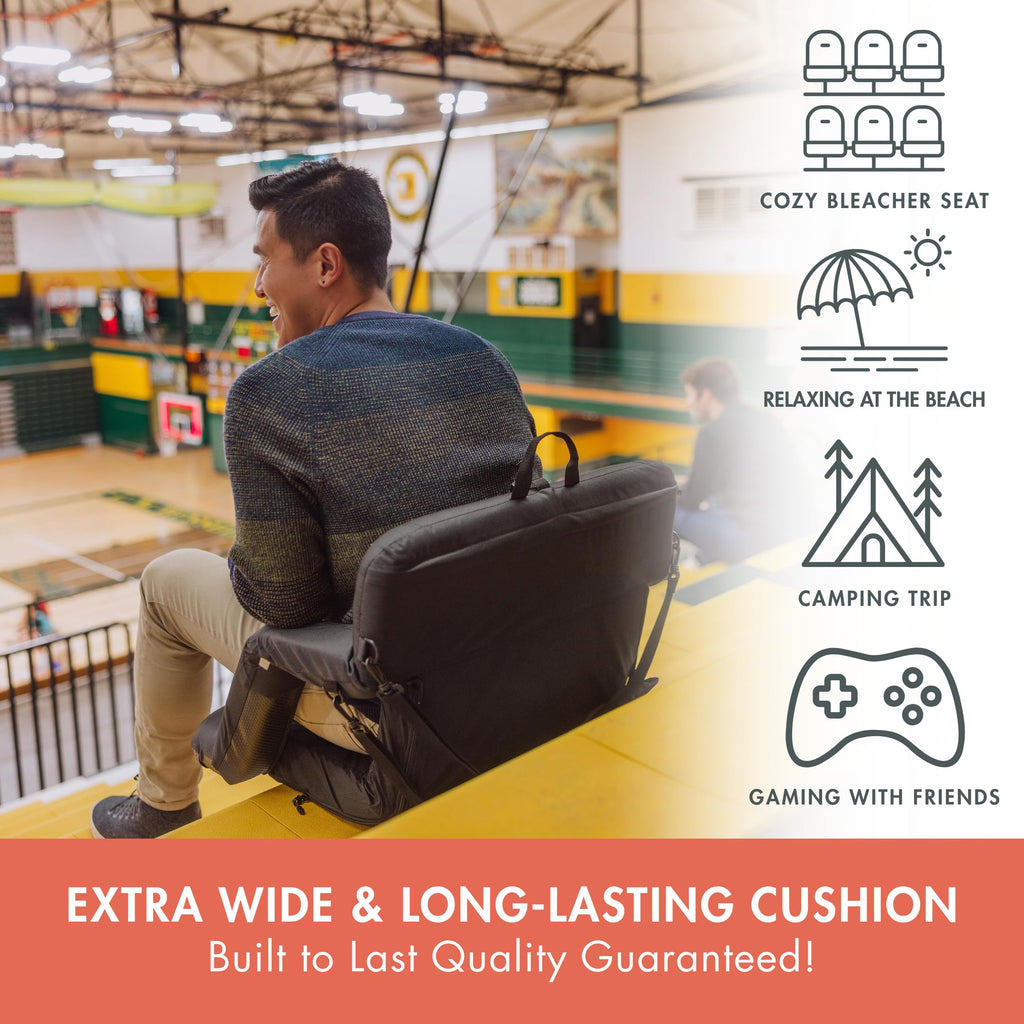 Portable Reclining Stadium Seat with Back Support, Black C865