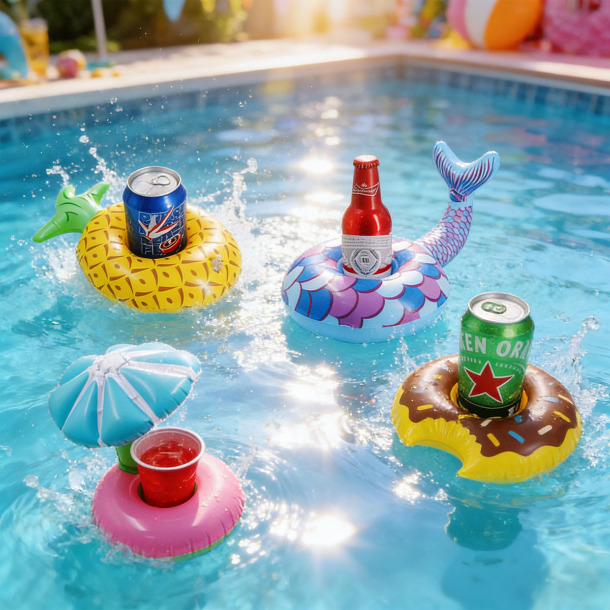 Inflatable Floating Drinking Holders, 12 Pack T1514