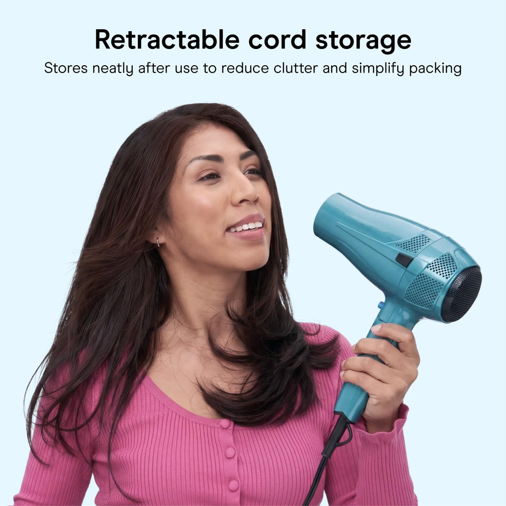 Blue 1875W Dual Voltage Folding Travel Hair Dryer O81310