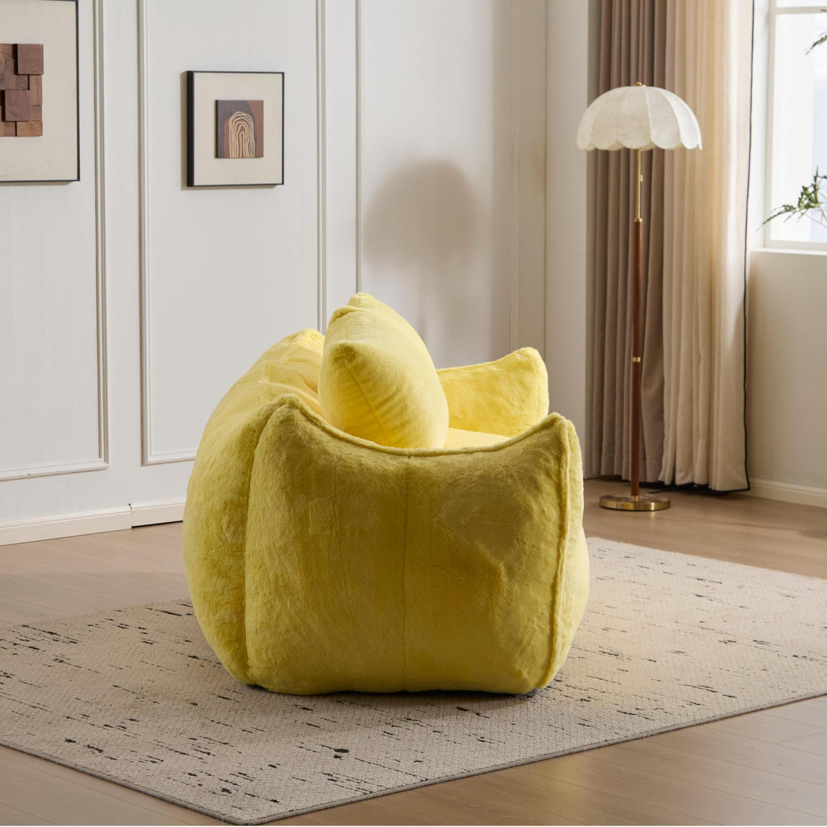 Oversized Faux Fur Memory Foam Bean Bag Chair G329
