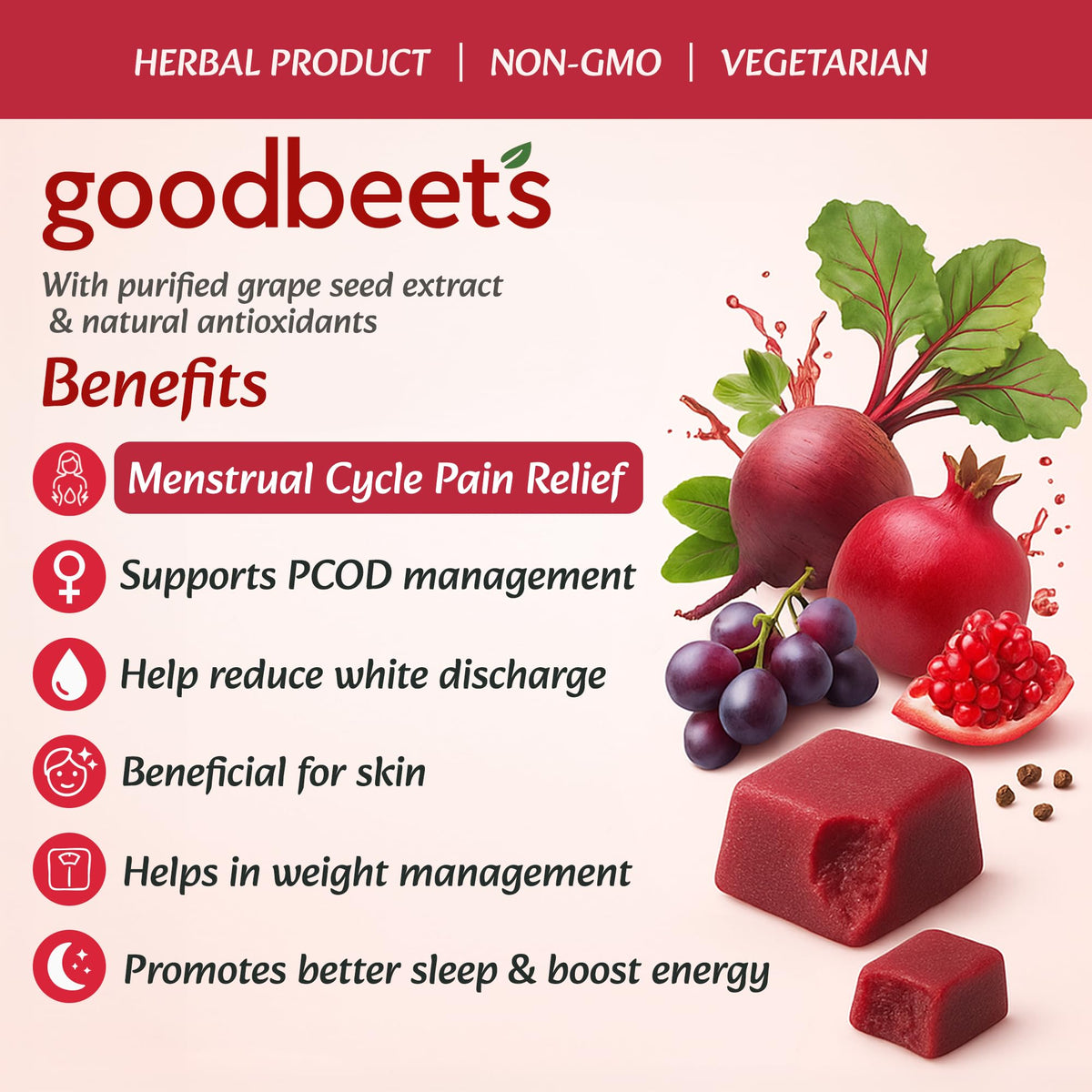 Non-GMO Grape Seed Extract & Beet Powder Soft Chews H207