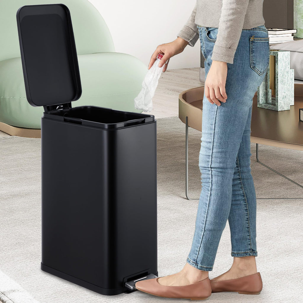 50L Stainless Steel Step Trash Can with Lid L459